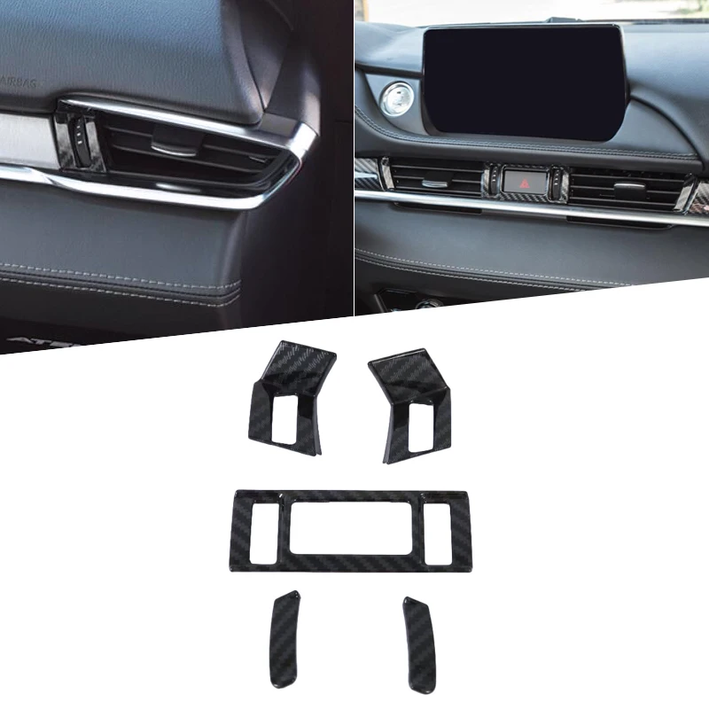 

For Mazda 6 Atenza M6 2019 2020 Carbon Fiber Style Car Console Air Condition Outlet Vent Cover Trim Decoration 5PCS