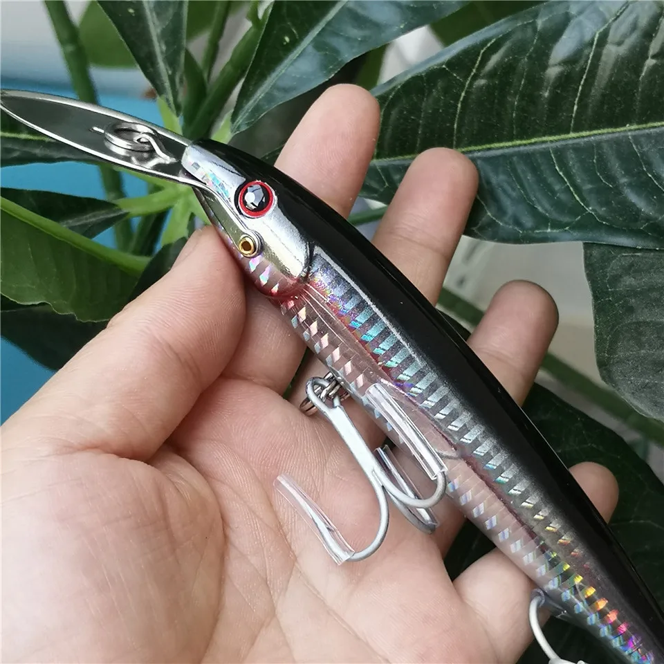 Swolfy 1pcs 130mm/32,5g 185mm/60g Troll ing Thunfisch Angel köder große sinkende See köder Elritze lockt Fisch köder vmc Haken – Detail 12