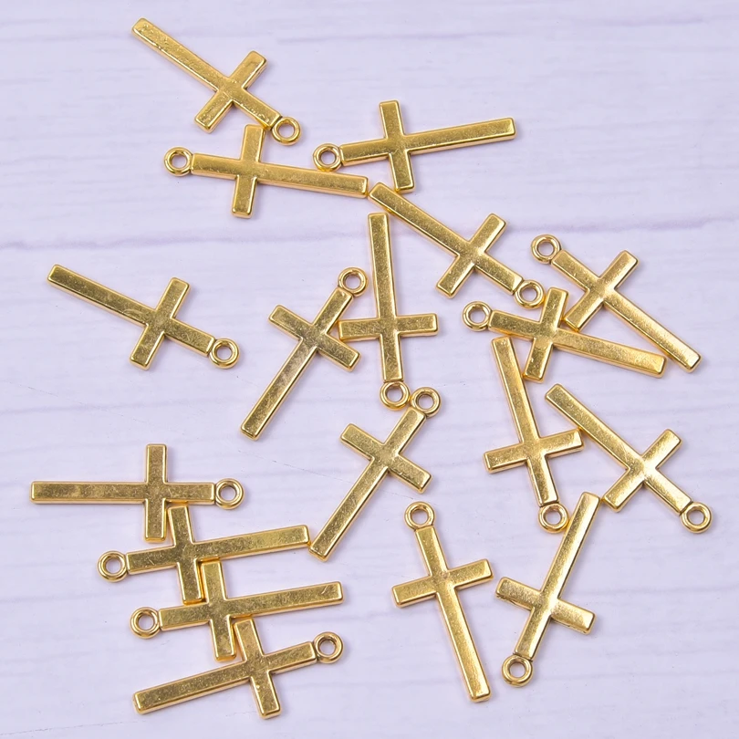 5pcs Crosses Pendant Charms For Jewelry Making Supplies Christ Handmade Necklace Earrings Charm Gold Color Accessories Wholesale