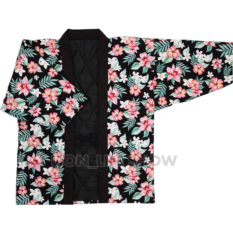 Japoński mężczyzna kobiet Hanten zimowy ciepły watowany bawełniany Kimono Haori płaszcz Outterwear Unisex