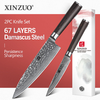 XINZUO 2 PCS Kitchen Knife Set 67 Layers Japanese Damascus Stainless Steel High Quality VG10 Chef Utility Knives Pakkawod Handle