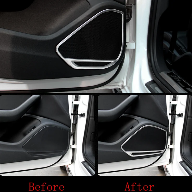 car accessories 4pcs Stainless Door Bottom Speaker Decorator Frame Cover Trim For Audi A5 2018 & A4 B9 2017-2018