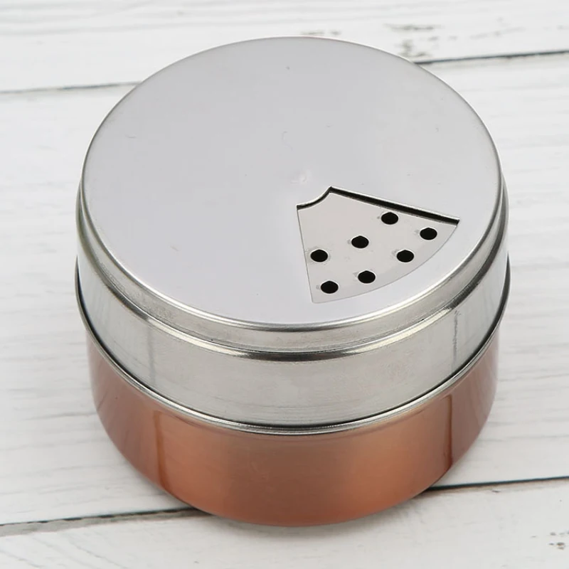 1pcs Seasoning Bottle Stainless Steel Rotating Seasoning Jar Barbecue Seasoning Box Outdoor Household Porous Spice Bottle