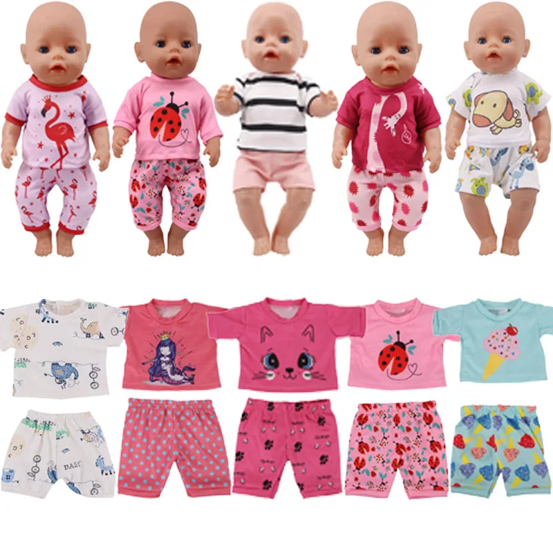 Reborn Doll Cute Baby Clothes For Baby New Born Two-Piece T-Shirt & Pants For 18 Inch&43 Cm Accessories For Girl Kid Toy Gifts