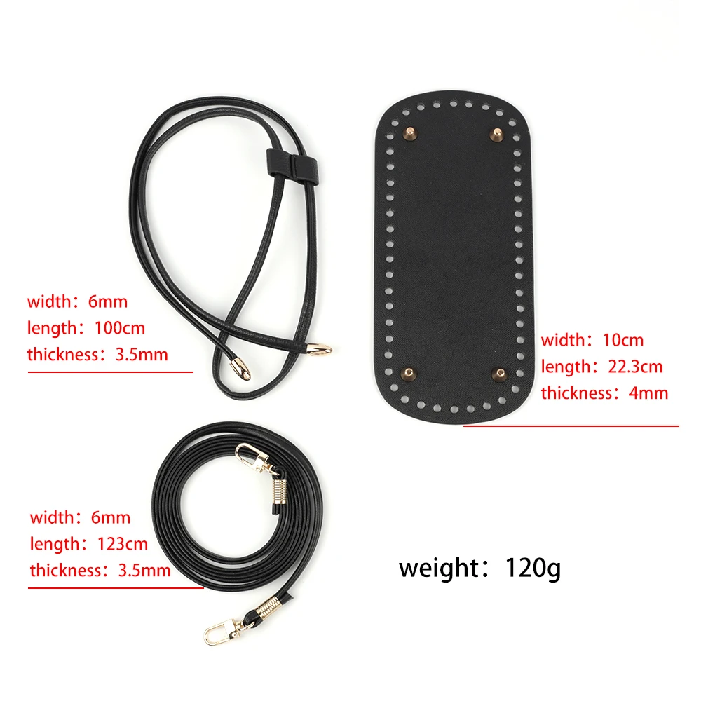 3pcs DIY Bag Backpack Making Set Leather Bucket Bags Bottom Shoulder Strap Drawstring Knitted Crochet Handbag Purse Accessories
