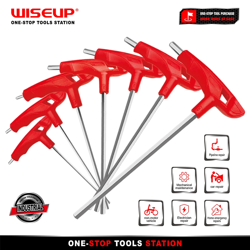 WISEUP Hexagon Socket Wrench T-shaped Handle Wrench Ball Head/flat Hexagon Wrench Hexagon Socket Universal Screwdriver Hand Tool