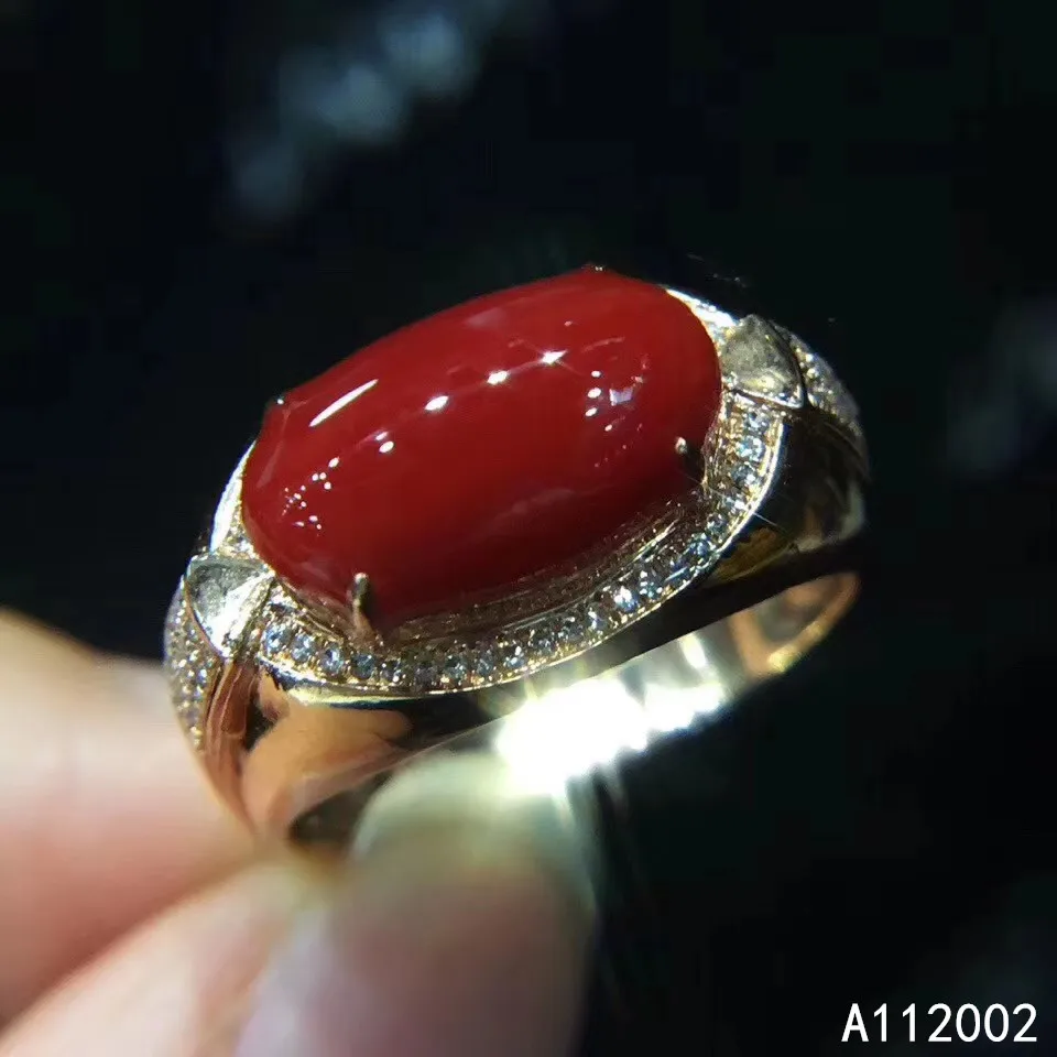 

KJJEAXCMY Fine Jewelry Natural Red Coral 925 Sterling Silver New Women Adjustable Gemstone Ring Support Test Elegant