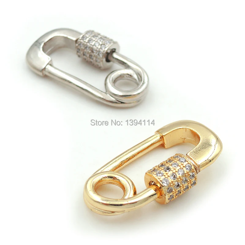 

25*13*6mm Micro Pave Clear CZ Buckle Screw Clasps Accessories