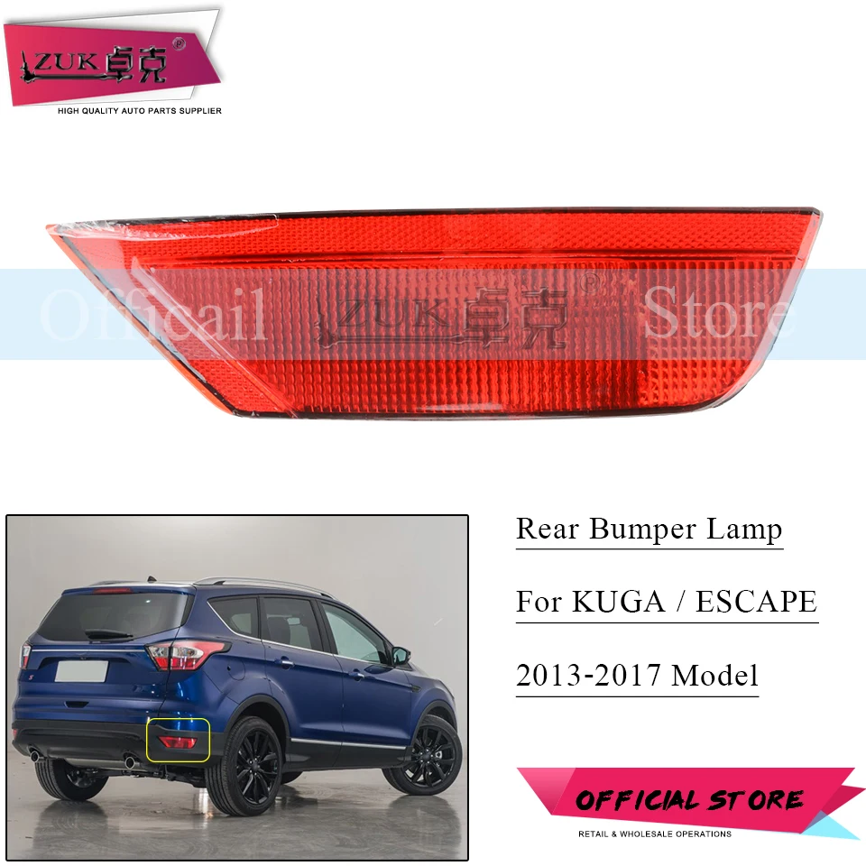 

ZUK Rear Bumper Fog Light Rear Fog Lamp Reflector Fog Light For FORD KUGA ESCAPE 2013 2014 2015 2016 2017