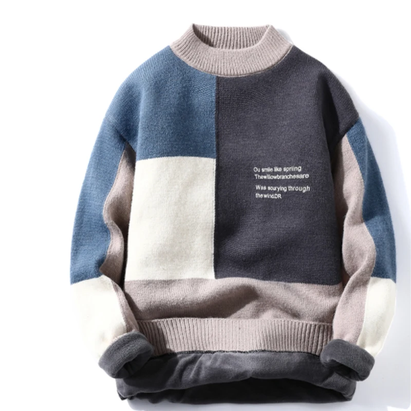 

Korean Fashion Autumn Men Casual Vintage Style Sweater Wool Turtleneck 2021 Winter Men Warm Cotton Pullovers Sweaters Knit