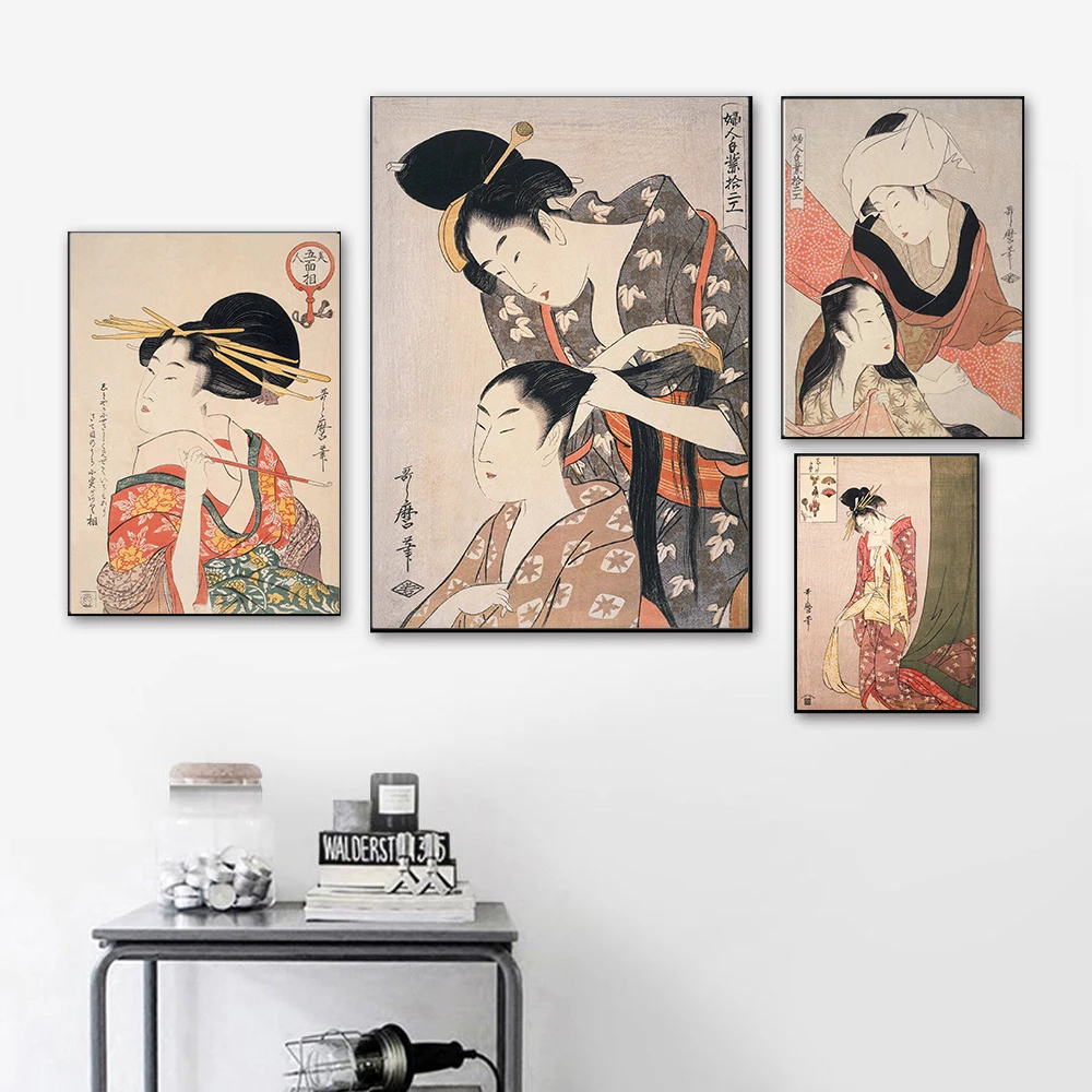 Vintage Oriental Art Prints Painting Pictures Wall Art Geisha Japanese Tsuchiya Koitsu Modular Nordic Canvas Posters Home Decor