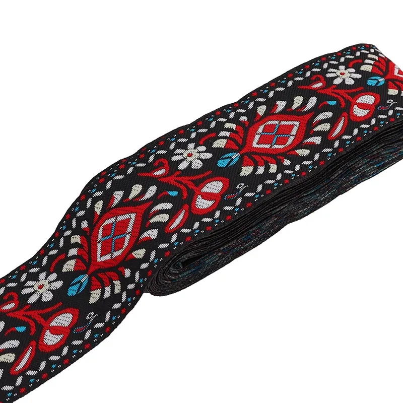 7 Yards 5cm fiori motivo geometrico Vintage etnico ricamo nastri di pizzo rifiniture in pizzo vestiti per tende fai da te tessuto per cucire nastro
