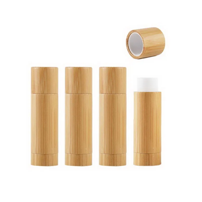 12Pcs Bamboo Empty Lipstick Tubes, 5.5g/4g Refillable DIY Lip Balm Tube Containers Cosmetic Lip Gloss Deodorant Case Holder