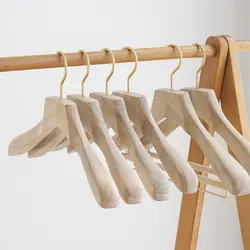 1pc Natural Camphor Wood Hanger Wardrobe Clothing Store Home Suit Clothes Hang Non-slip Clothes Rack Japanese Hanger 39x3.5cm