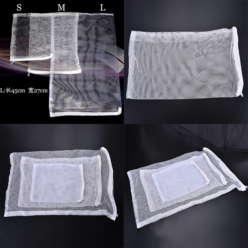 5pcs Filter Filtration Sock Sump Micron Aquarium Marine Reef Mesh Pouch Bag Fish Tank Zip Filter Zipped Net Mesh