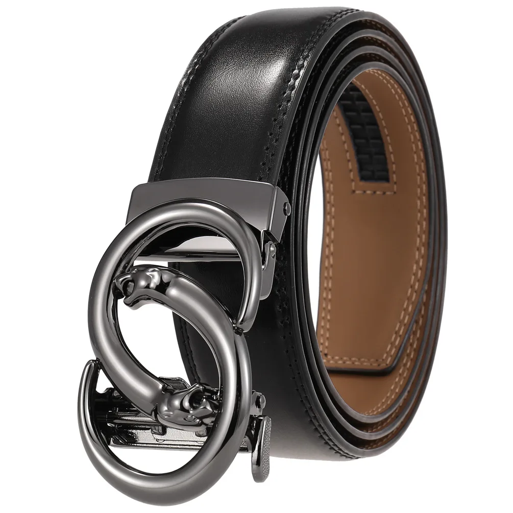 New Genuine Leather Belts for Men Alloy Automatic Buckle Fashion High Quality Men's Belts Luxury Designer Brand Business Belts