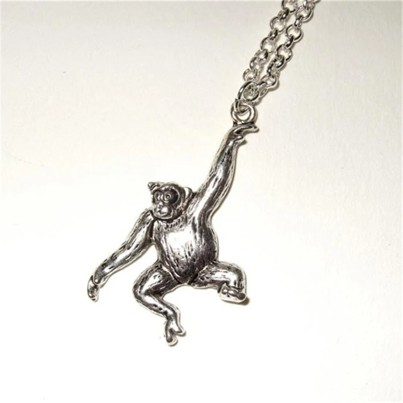 Monkey Necklace, Animal Necklace, Monkey Charm, Animal Charm Pendant, Chimpanzee Charm, Chimp Necklace, Simple Necklace