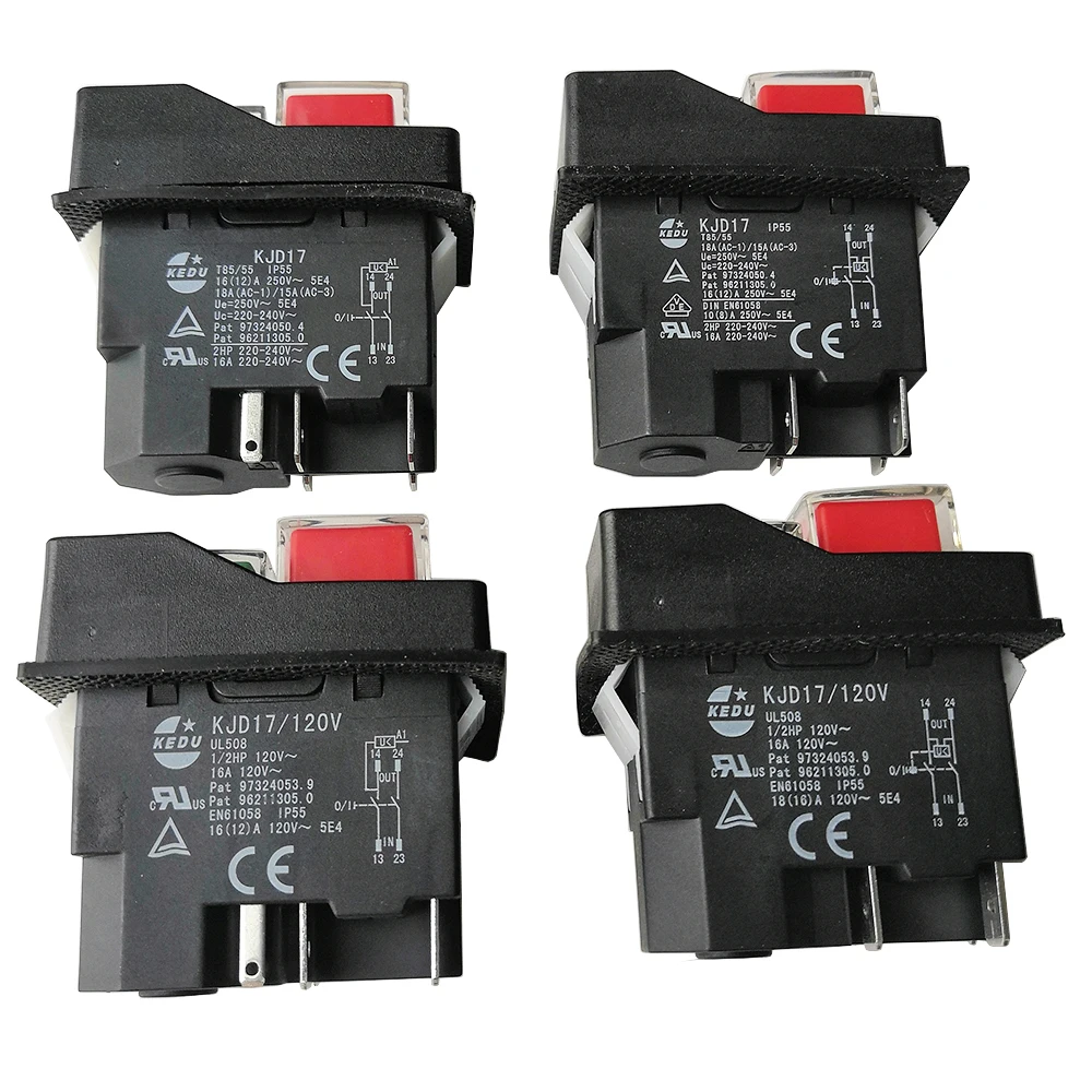 KEDU KJD17 Elektromagnetische Schakelaars Drukknop voor Tuingereedschap 120V 220V 4Pin 5Pin
