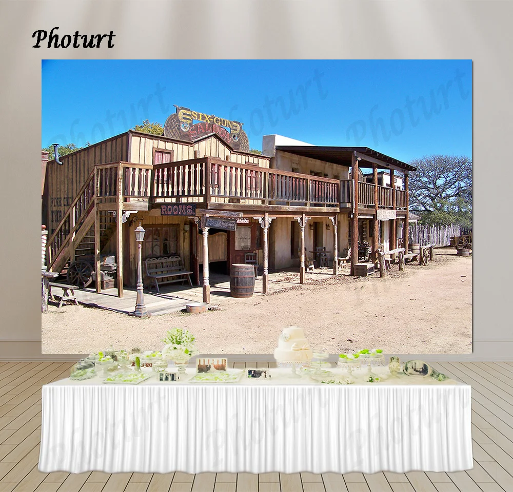 PHOTURT Wild West Photography Backdrop Wedding Birthday Decoration Background Cowboy Camp Vinyl Photo Studios Decorate Props