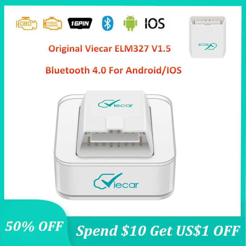 

Viecar Bluetooth 4.0 ELM327 V1.5 PIC18F25K80 ELM 327 V1.5 OBD2 Scanner Auto tools For Android/IOS OBD 2 OBD2 Car Diagnostic