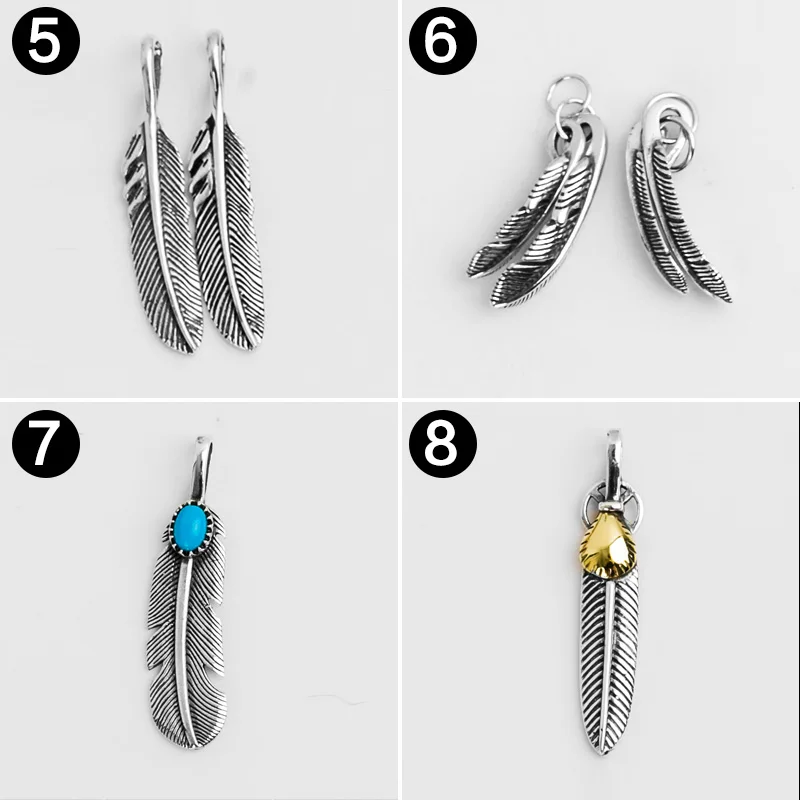 Ruibeila New Feather DIY Accessories-Ethnic Tribal Design-Indian Style-925 Silver Retro-Pendant Jewelry Accessories