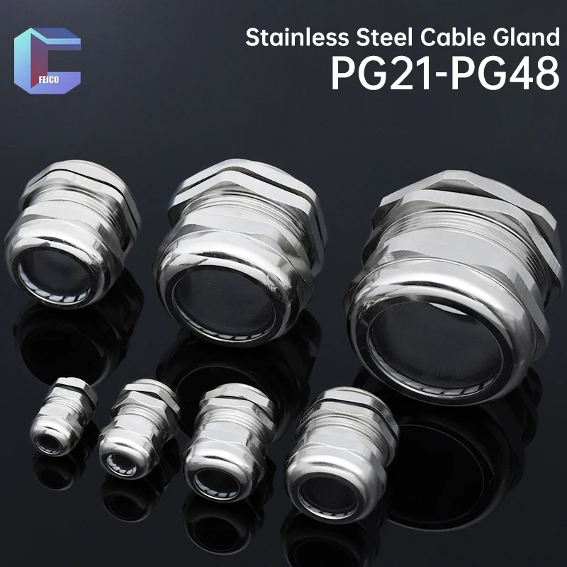 

Waterproof Connector 304 Stainless Steel Cable Gland PG21 PG25 PG29 PG36 PG42 PG48 Wire Glanding IP68 Grand Head for 9-16mm