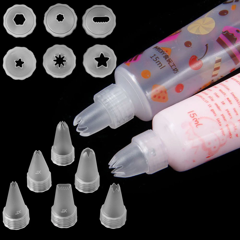 10Pcs Plastic Piping Icing Nozzle For DIY Making Mobile Phone Case Accessories DIY Cream Glue Simulation Cream Gel Baking Tools