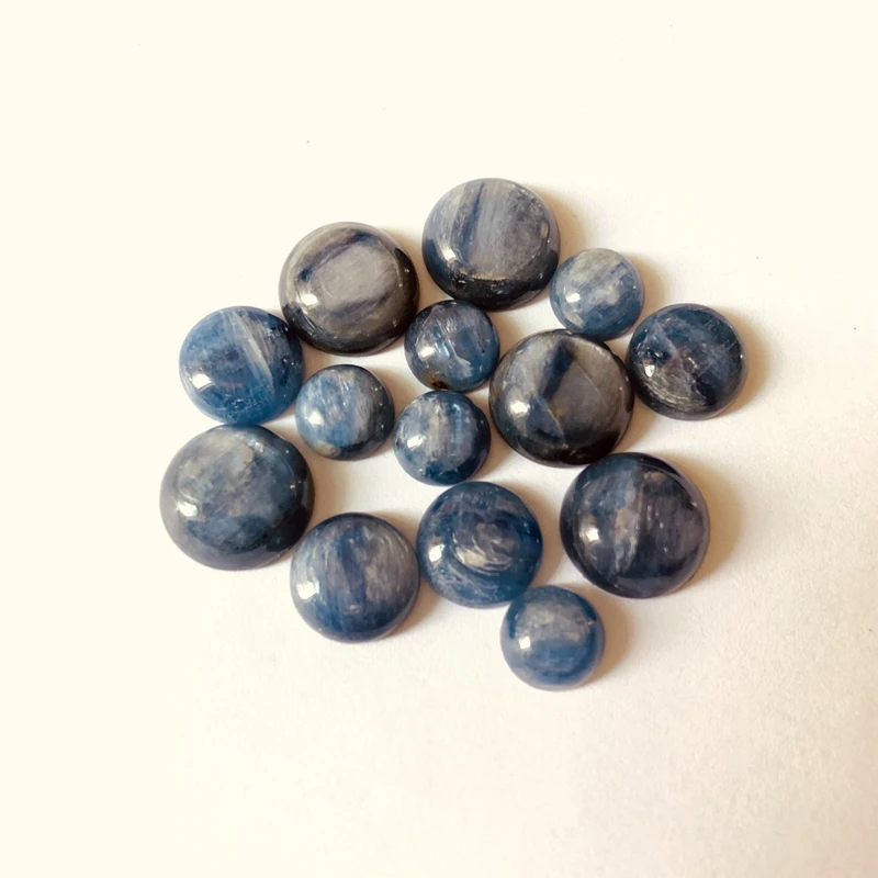 Wholesale 4pcs/lot Blue Kyanite Bead cabochon 8mm 10mm 12mm 14mm 16mm 20mm Round Gem stone Cabochon Ring Face