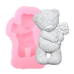 Cute Bear Silicone Molds Baby Birthday Cake Decorating Tools Animal Fondant Molds Candy Polymer Clay Chocolate Gumpaste Moulds