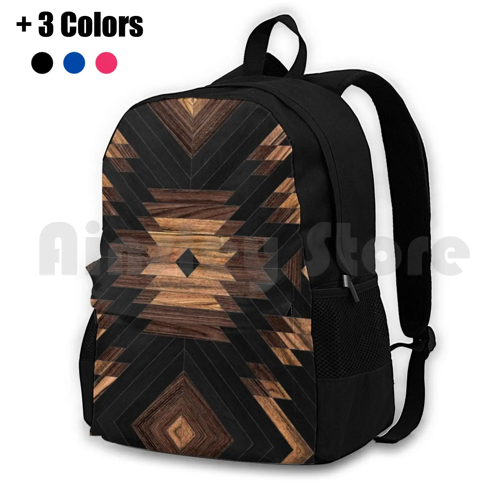 Urban Tribal Pattern No.7-Aztec-Wood Outdoor Hiking Backpack Riding Climbing Sports Bag Tribal Pattern Patterns Abstract Boho