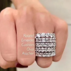 9 Styles Eternity Lab Diamond cz Ring 925 sterling silver Bijou Engagement Wedding band Rings for Women men Charm Party Jewelry