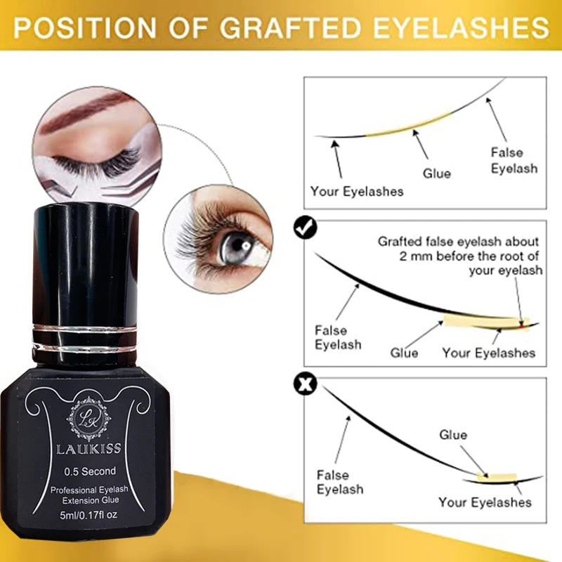 5ml Wimpern Verlängerung Kleber 0,5-1 Sekunden Schnelle Trocknen Wimpern Kleber Pro Lash Kleber Schwarz Klebstoff Retention Lange letzten 5-8Weeks – Detail 11