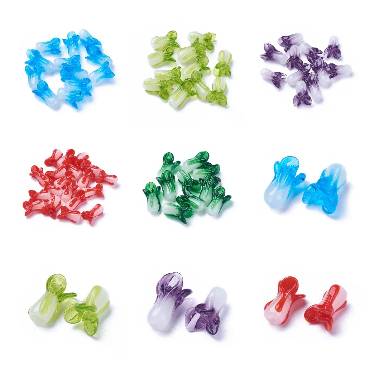 10Pcs Vegetable Cute Chinese Cabbage Handmade Lampwork Beads Glass Loose Bead For DIY Bracelet Necklace Craft Jewelry Making