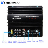 12V 600W PA-60A Speaker Amplifier Board  Lossless Subwoofer Bass Module High Power Car Audio Accessories Mono Channel Durable