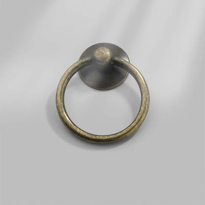 1x Antique ring Drawer Knob Single Hole Kitchen Closet Dresser Handles Pulls Cupboard Wardrobe Door Knob Drawer Pull