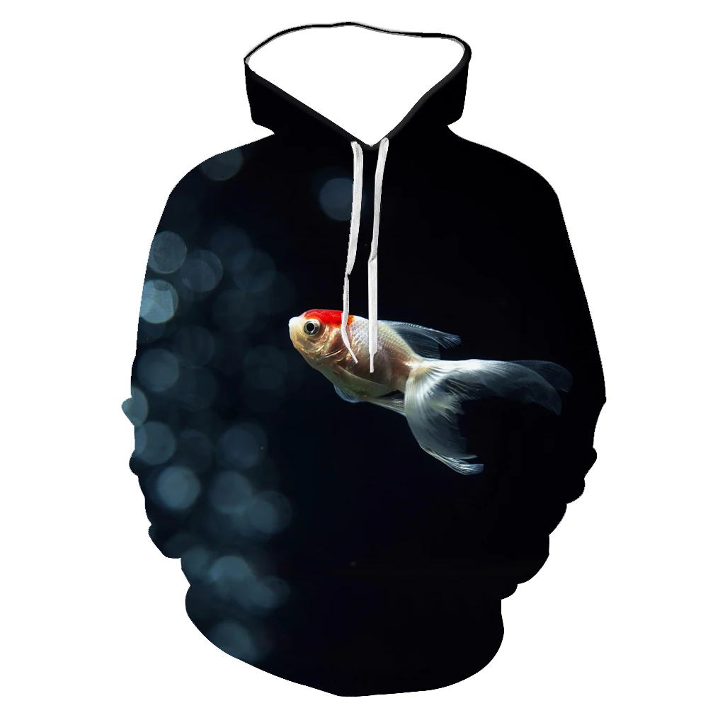 3D Spring New Men's Crane Top Red Goldfish Print Hoodie Ocean Aquarium Small Fresh Fashion Fish  Pullover Customizable