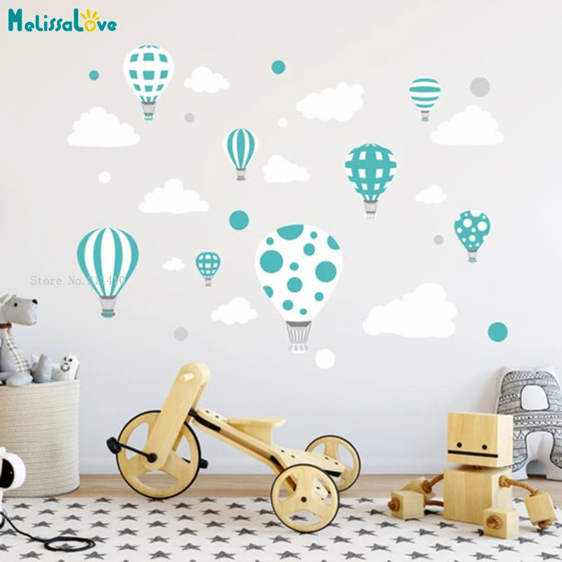 Hot Air Balloons Wall Stickers Kids Baby Room Decor Self-adhesive Nursery Decals Custom Colors Murals Vinyl YT5480