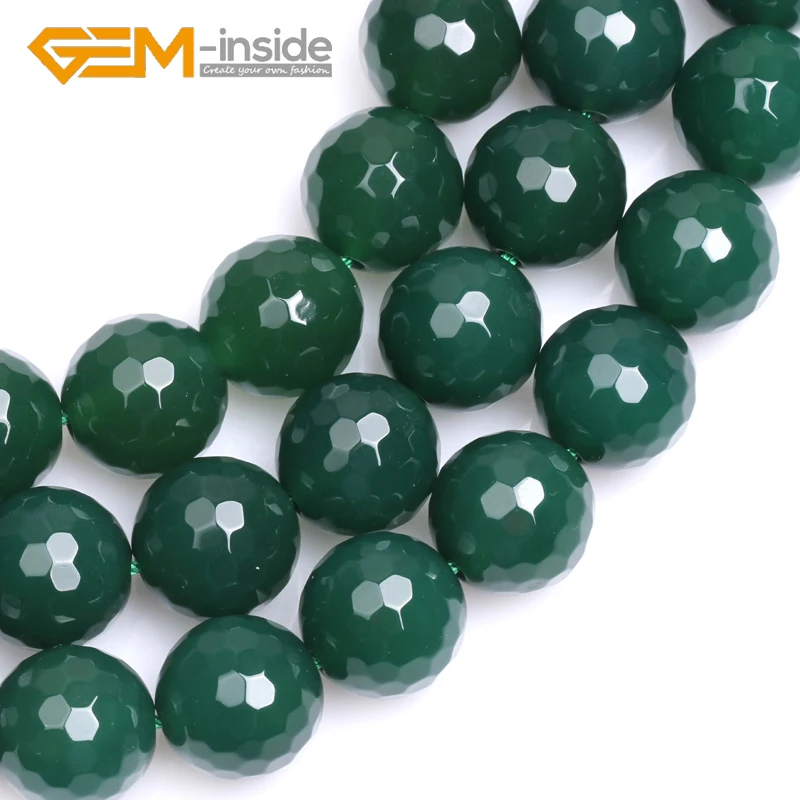 4mm-16mm Natural Round Faceted Smooth Surface Green Agates Beads Natural Stone Loose Bead For Bracelet Making Strand 15 inches