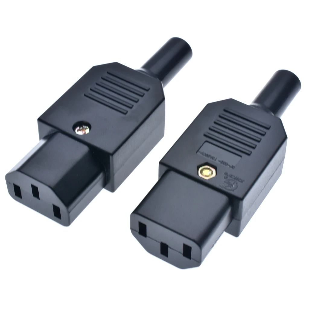 IEC Socket Straight Cable Plug Connector C13 C14 16A 250V Black Female&male Plug Rewirable Power 3 Pin Connector