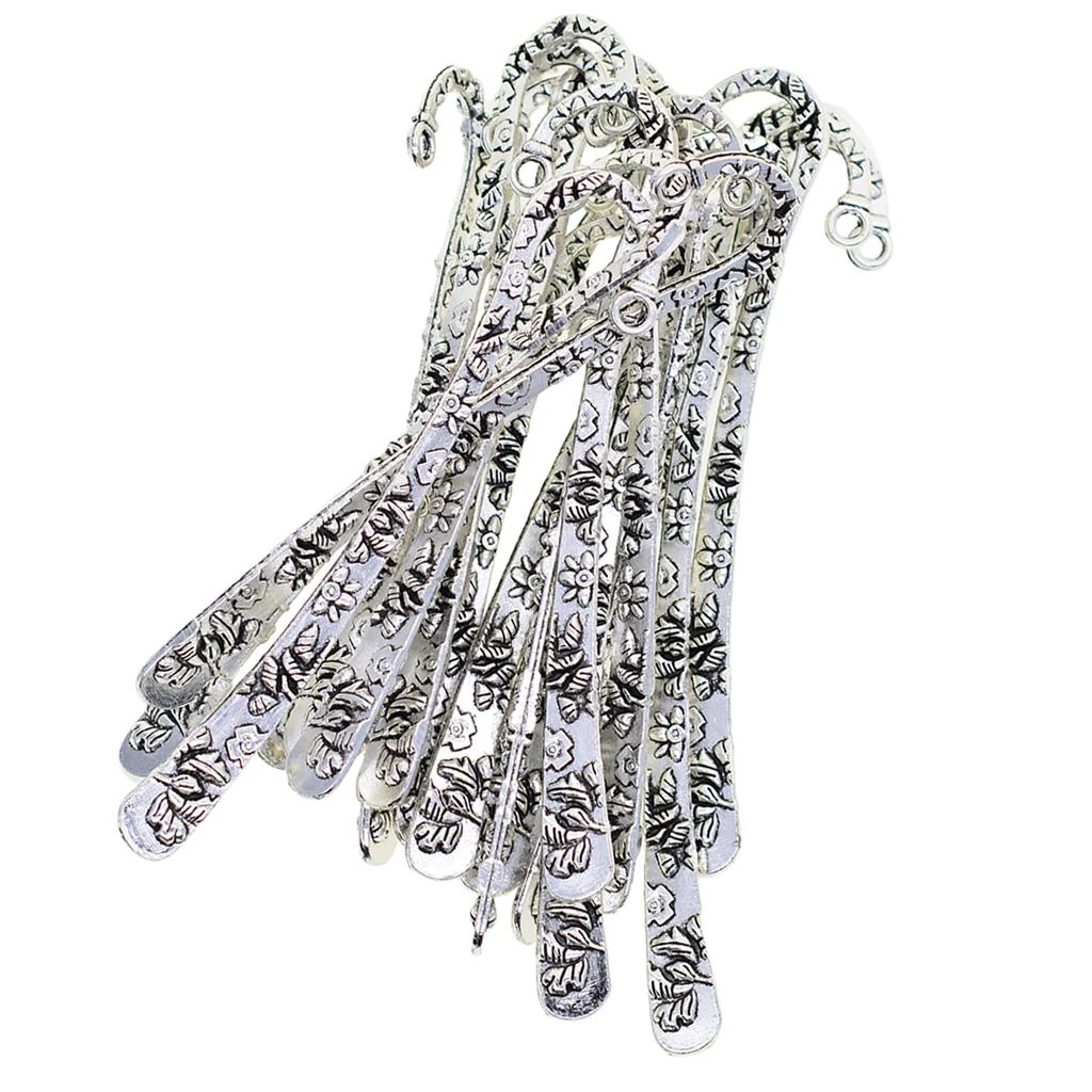 20pcs Tibetan Metal DIY Bookmark Hook Jewelry Book Mark Decor Silver color Pendant