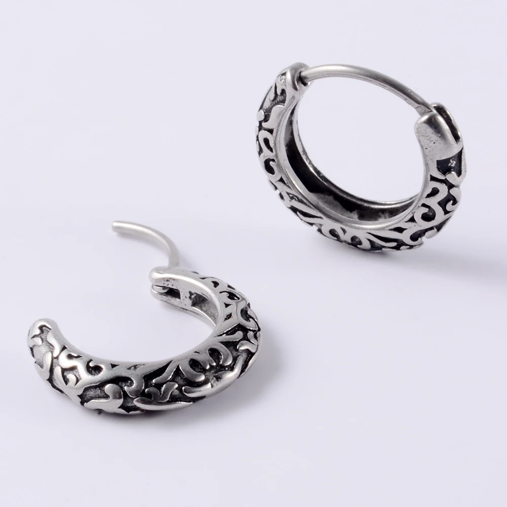 2pcs Stainless Steel Punk Earrings Ear Stud Man Simple Round Circle Ear Tragus Cartilage Lobe Piercing Rock Roll Hip Hop Jewelry