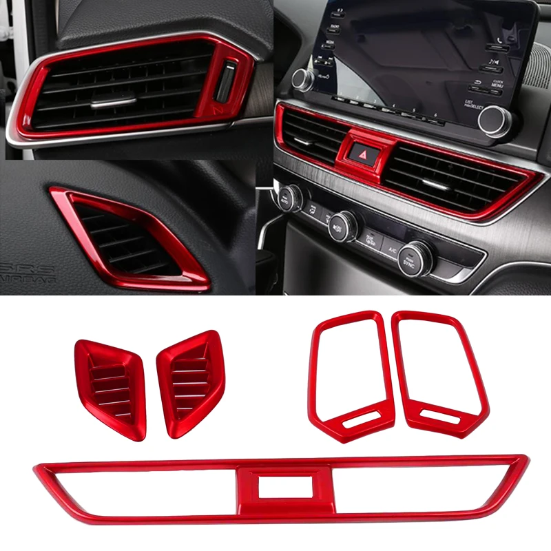 Fit For Honda 10th Accord 2018 2019 2020 Red ABS Interior Air Outlet Decoration Frame Cover Trim Gear Shift Armrest Box Cover