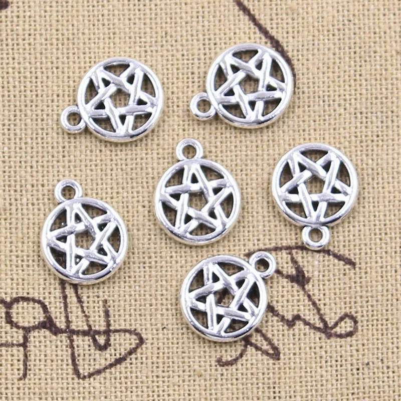 20pcs Charms Star Pentagram 15x12mm Antique Bronze Silver Color Pendants Making DIY Handmade Tibetan Finding Jewelry