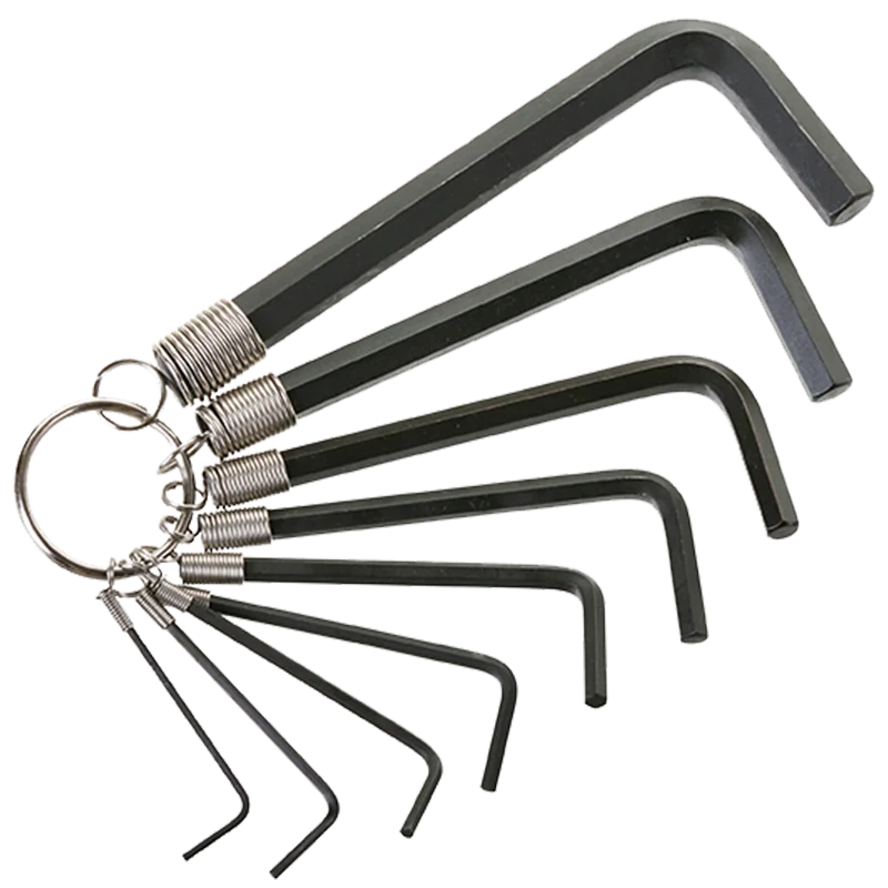 7/8/9 Hexagon Key Wrench Set with Keychain Allen Key Set Industrial Level Hex Allen Wrench Kit Bike Repair Tool L Shape Spanner