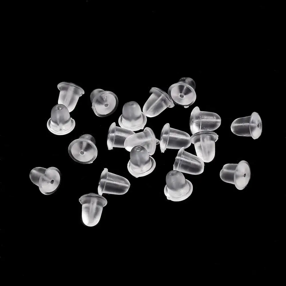 

Wholesale 200pcs Silicone Rubber Earring Clasp Transparent Ear Nut Plugging Earrings DIY Jewelry Findings Accessories Materials