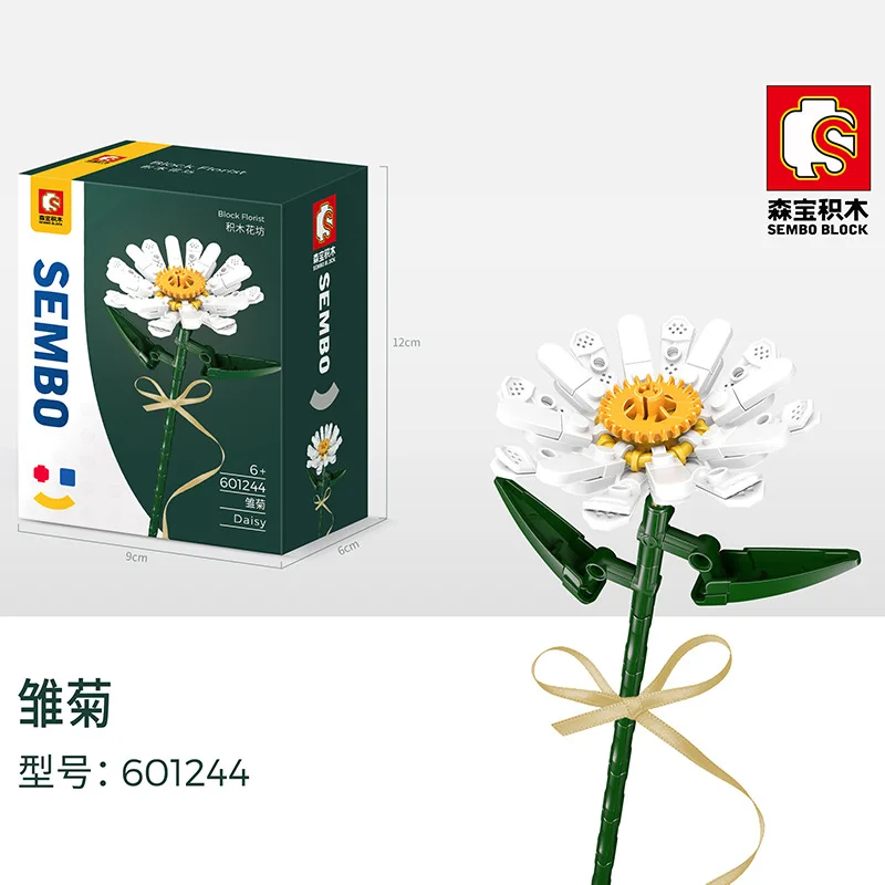 Chrysanthemum Gardens Flowers Bouquet Romantic Building Blocks Classic Model Bricks Kids Sets Kit