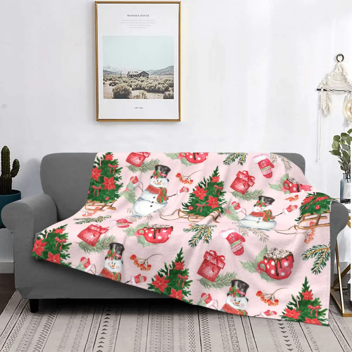 Christmas Decorations Pattern Blankets Fleece Decoration Ultra-Soft Throw Blankets for Bedding Bedroom Plush Thin Quilt