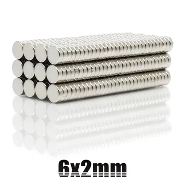 50 ~ 2000 Uds 6x2mm Mini imanes circulares pequeños fuertes 6mm x 2mm nevera N35 disco magnético de neodimio 6x2mm imanes permanentes NdFeB 6*2