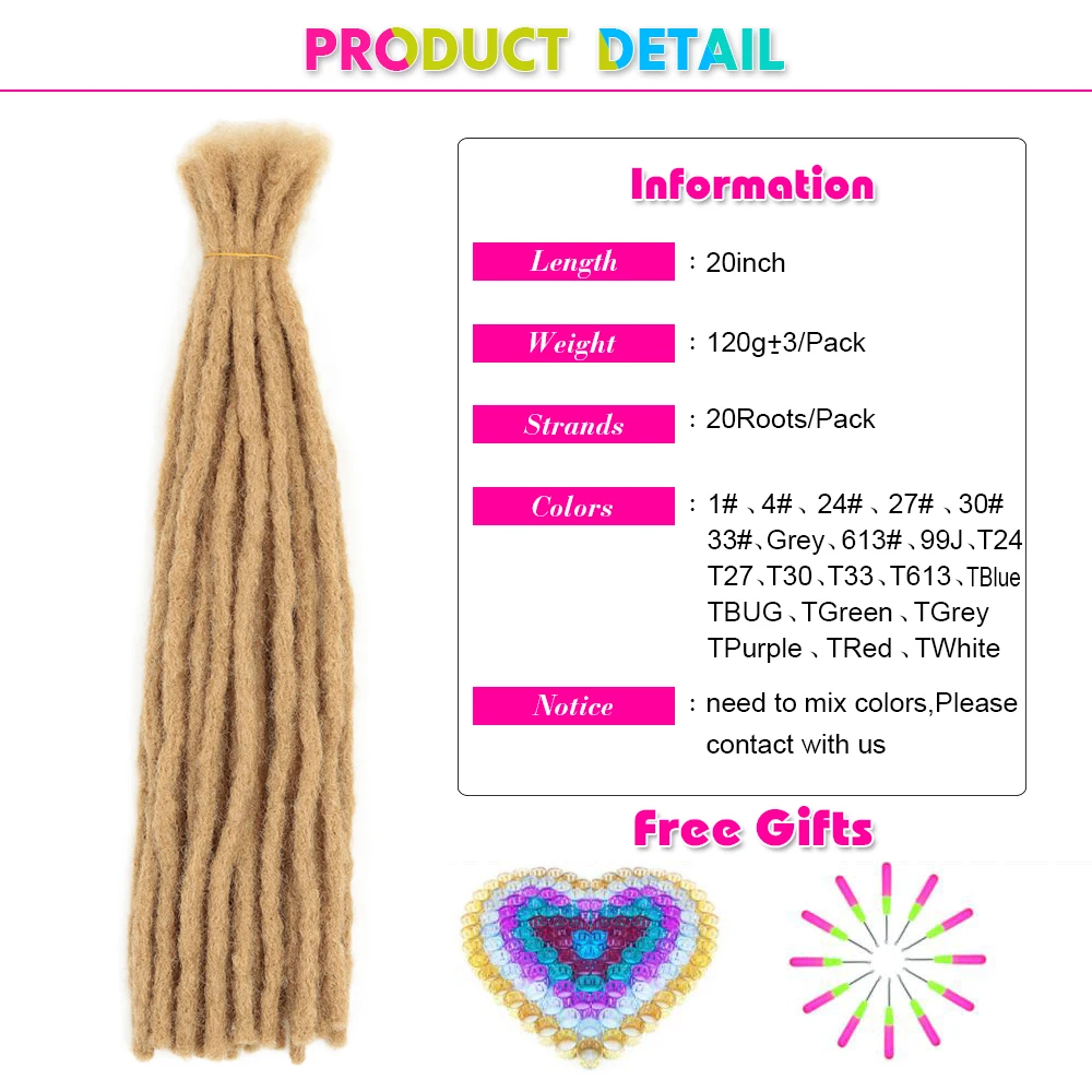 Handmade Dreadlock Crochet Hair Extensions Soft Reggae Hair Synthetic Hair Braids For Afro Women And Men 6-20Inch Alibaby