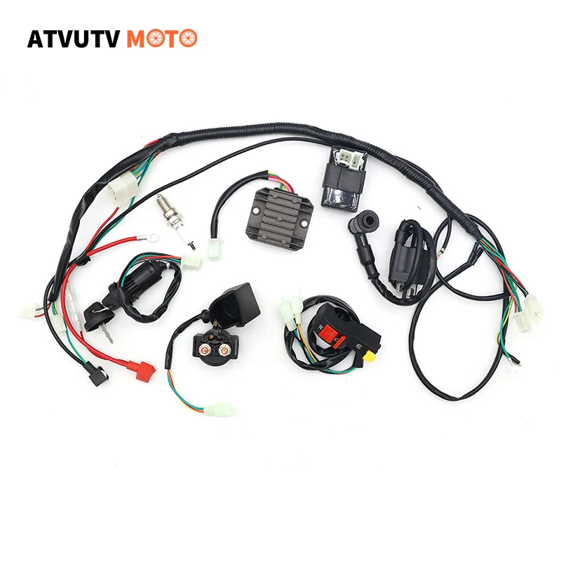 Motorcycle CDI Wiring Harness Loom Solenoid Ignition Coil Rectifier for 50cc 110cc 125cc PIT Quad Dirt Bike ATV Zongshen Lifan